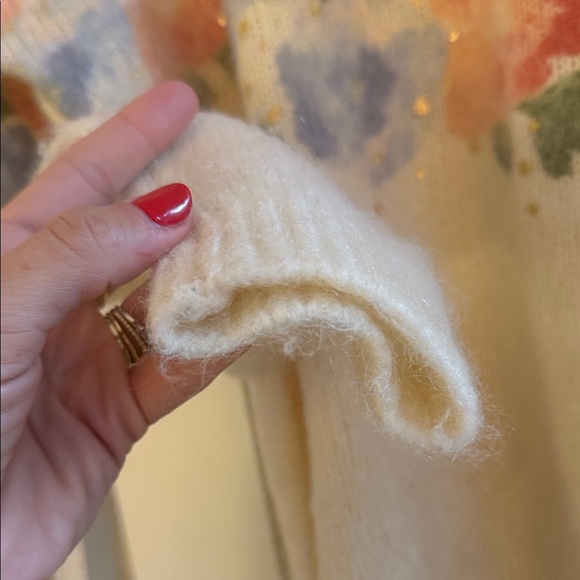 Sezane Floral Knit Sweater - Cream with Pink and Blue Accents - Picture 6 of 10